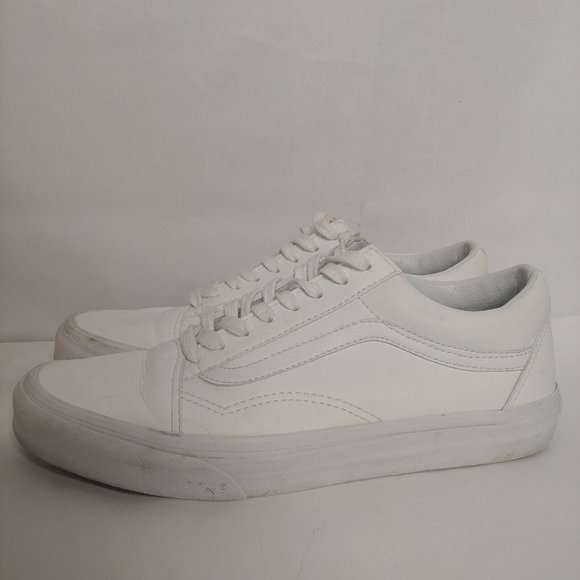 Vans Off The Wall Men's 8 Women's 9.5 Skate Shoes White Leather Sneakers EUC - Picture 4 of 12